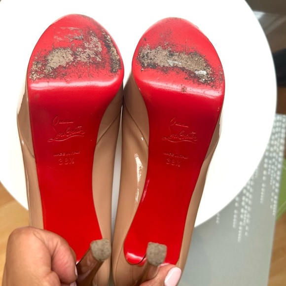 🌺Authentic CHRISTIAN LOUBOUTIN 🌺👠 Bianca 120 Patent calf Nude size 38.5 - Picture 16 of 16